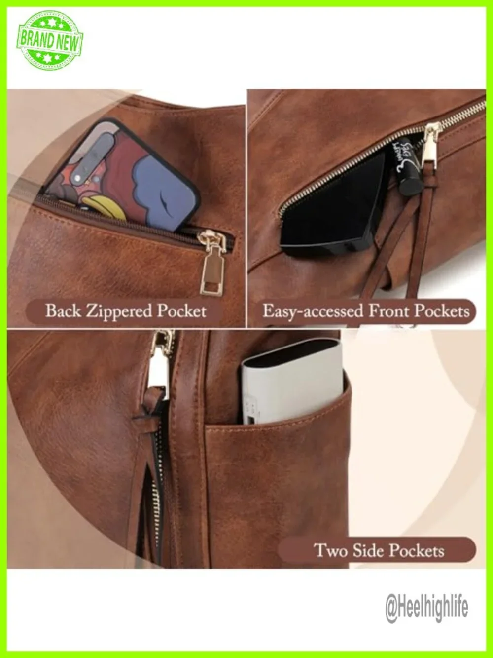 PU Leather Hobo Bag Crossbody Shoulder Tote Work Travel Purse